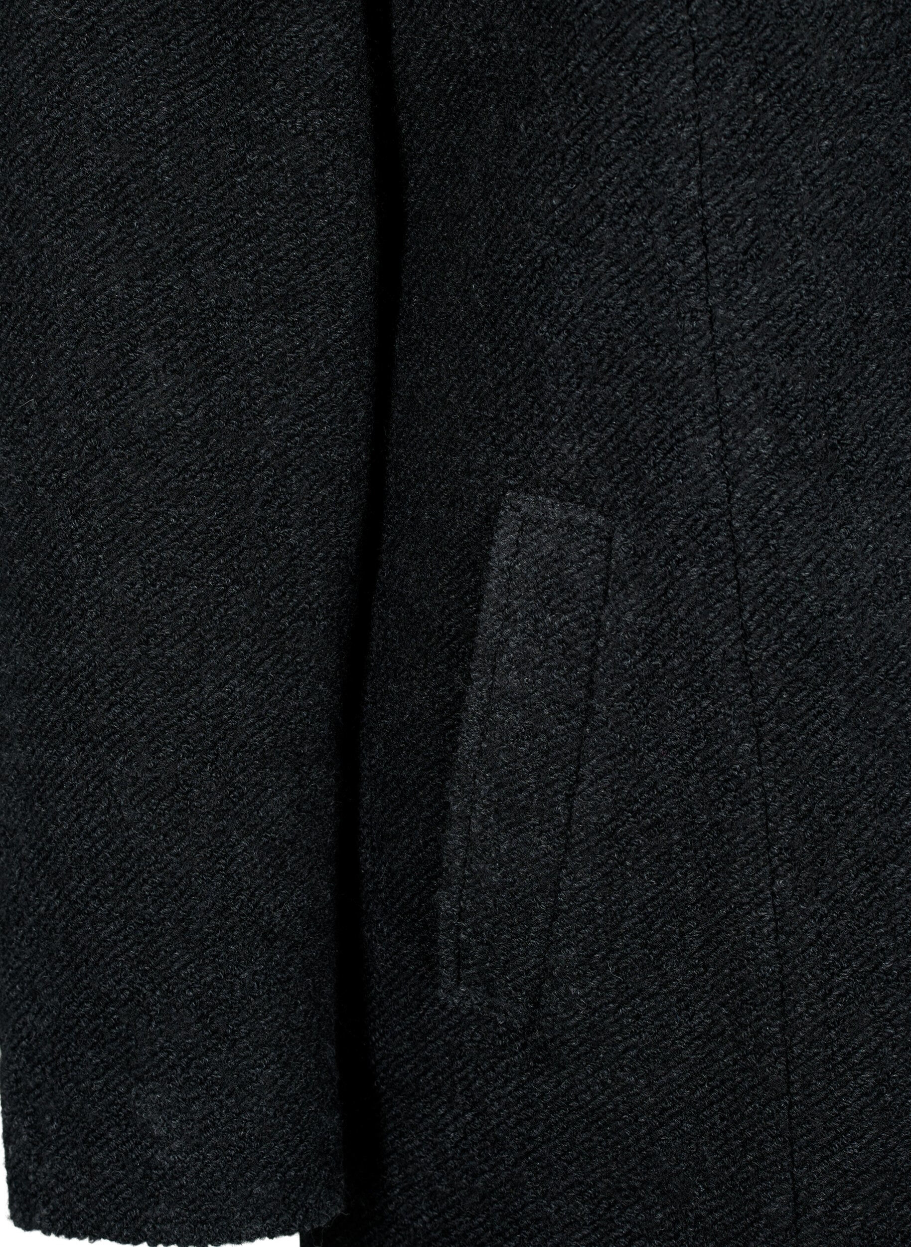 Zizzifashion Melange boucl&eacute; coat with zipper, Black Mel., Packshot image number 3
