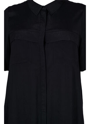 Short-sleeved shirt dress in viscose, Black, Packshot image number 2