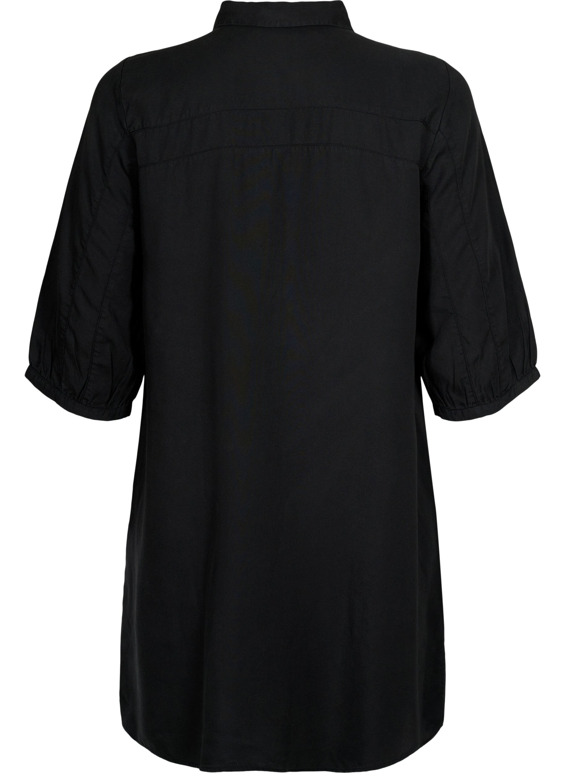 Zizzifashion 	 Long shirt with 3/4 sleeves in lyocell (TENCEL&trade;), Black, Packshot image number 1