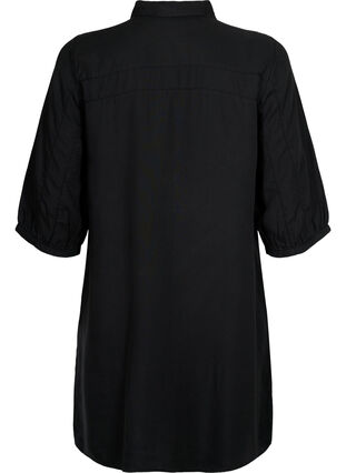 	 Long shirt with 3/4 sleeves in lyocell (TENCEL™), Black, Packshot image number 1