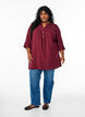 Cotton muslin tunic with broderie anglaise, Dark Bordeaux, Model image number 1