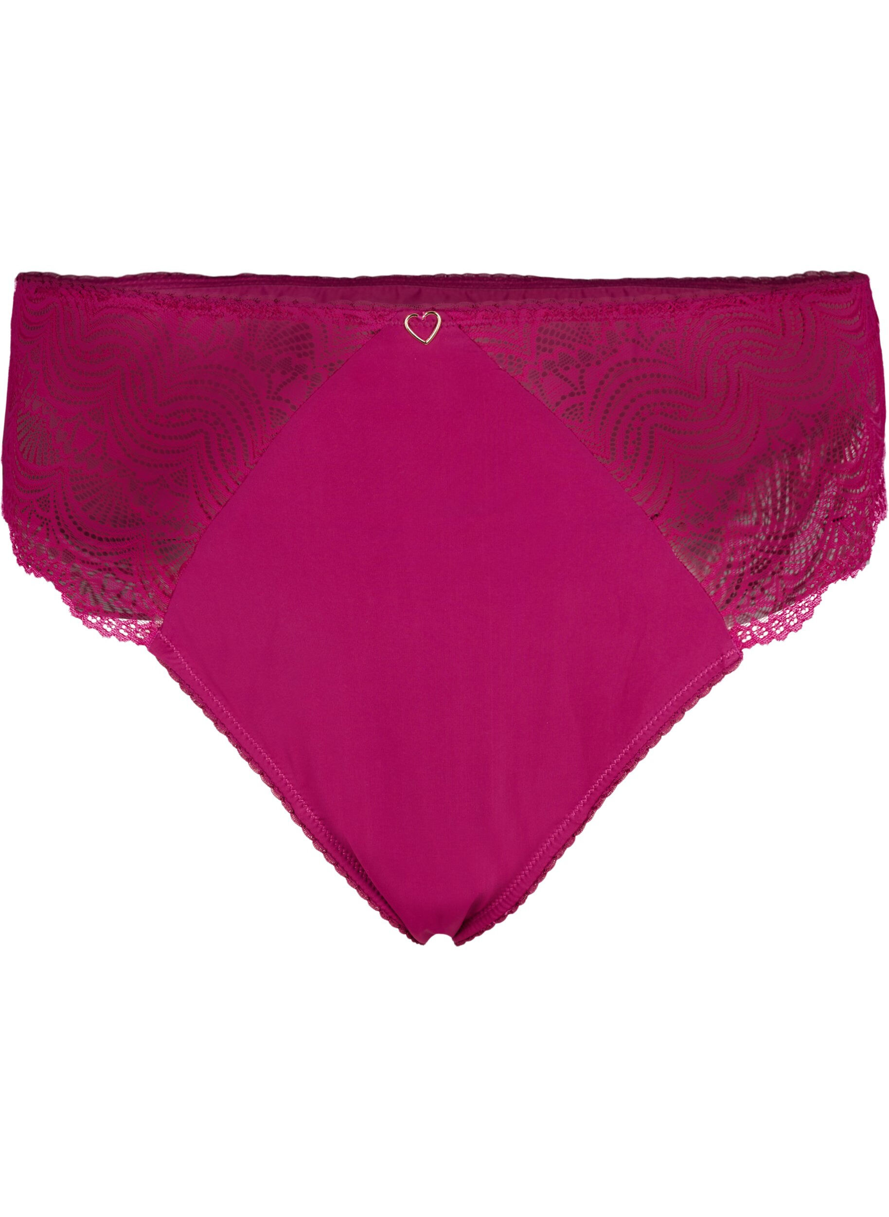 Zizzifashion Microfiber thong with lace, Boysenberry, Packshot image number 0