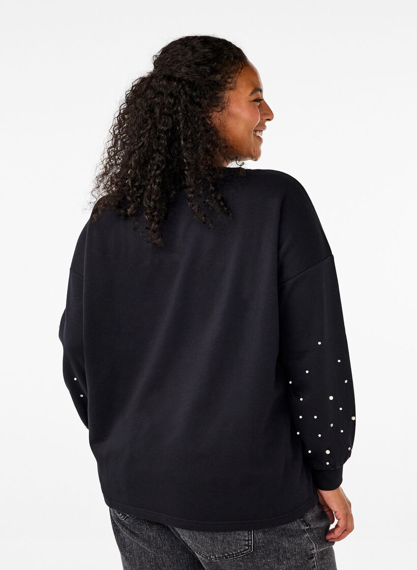 Sweatshirt with beads, Black, Model image number 1