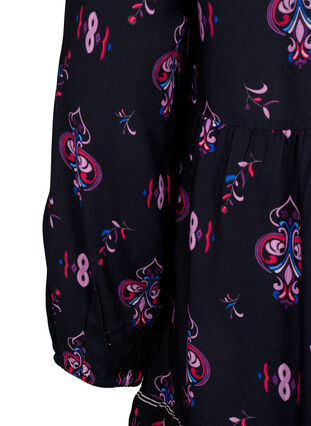 Long sleeve viscose dress with print, Black Pink AOP, Packshot image number 3