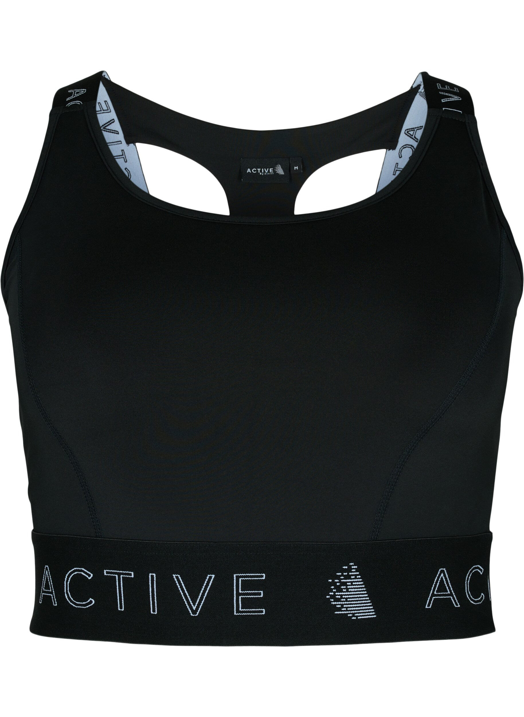 Zizzifashion Sports bra with text print, Black, Packshot image number 0
