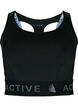 Sports bra with text print, Black, Packshot image number 0