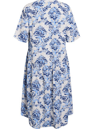 A-line midi dress with short sleeves - Beige - Sz. M - Zizzifashion A-line midi dress with short sleeves - Beige - Sz. M - Zizzifashion