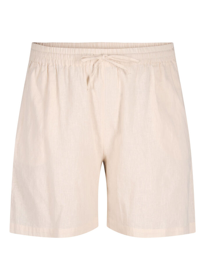 Loose shorts in cotton blend with linen, Sandshell, Packshot image number 0