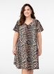 Short A-line dress with leopard print, Brown, Model image number 0