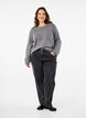 Loose-fitting knitted blouse with round neck, Medium Grey Melange, Model image number 2