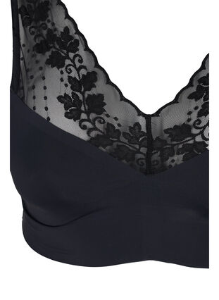 Soft bra with lace straps, Black, Packshot image number 2