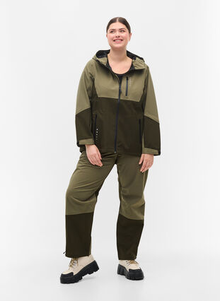 Waterproof shell jacket with hood and reflectors, Forest Night Comb, Model image number 2