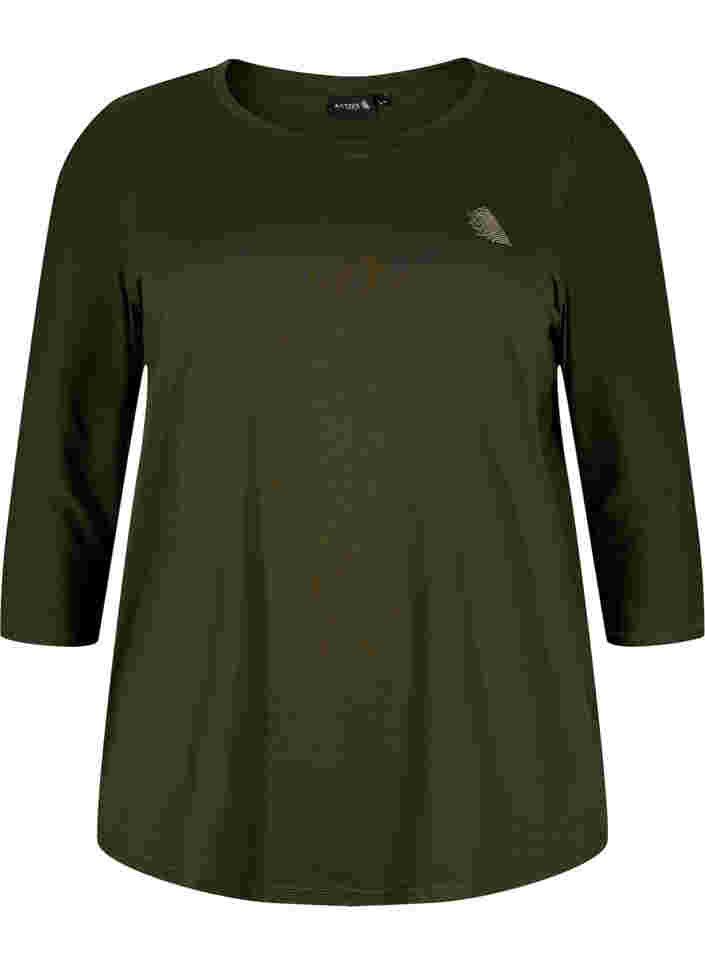 Workout top with 3/4 sleeves, Forest Night, Packshot
