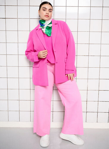 Simple blazer with button, Azalea Pink, Image image number 0