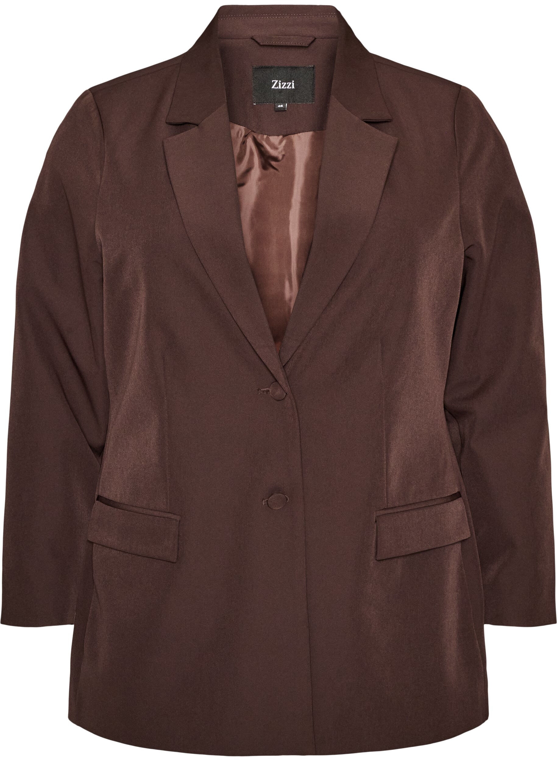 ZizzifashionClassic blazer with button fastening, Brown, Packshot image number 0