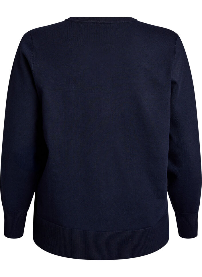 Fine-knit cardigan with round neck, Blue, Packshot image number 1