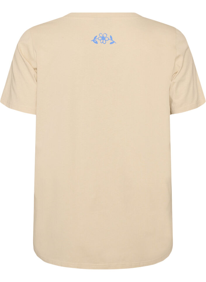 Cotton T-shirt with print, Beige, Packshot image number 1