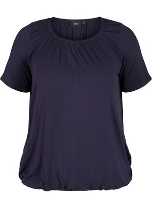 Short-sleeved viscose t-shirt with elastic, Night Sky, Packshot image number 0