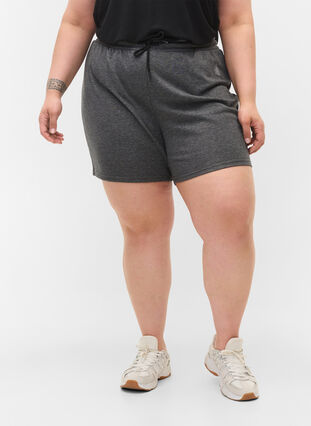 Drawstring workout shorts, Dark Grey Melange, Model image number 2