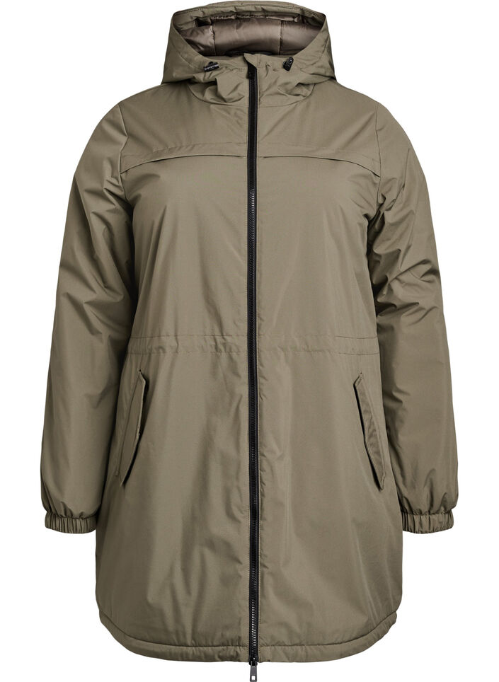 Lightweight padded parka with a hood, Green, Packshot image number 0