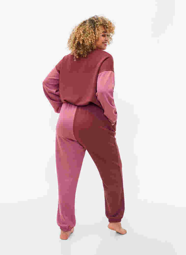 Sweatpants med colour-block, Red Mahogany/RoseBr., Model image number 1