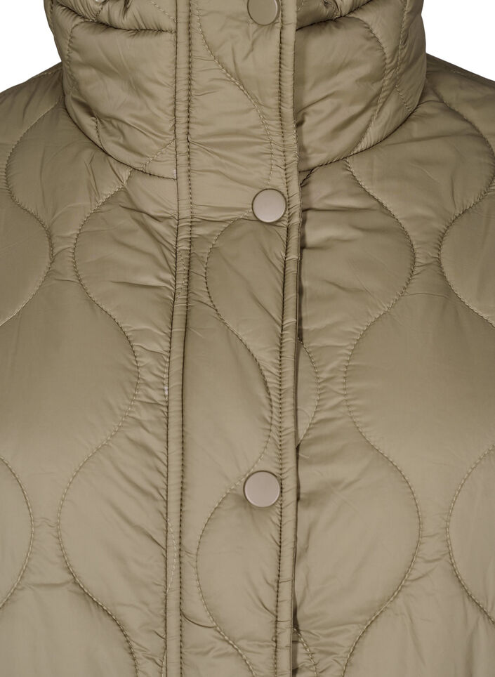 Short quilted jacket with contrast details, Beige, Packshot image number 2