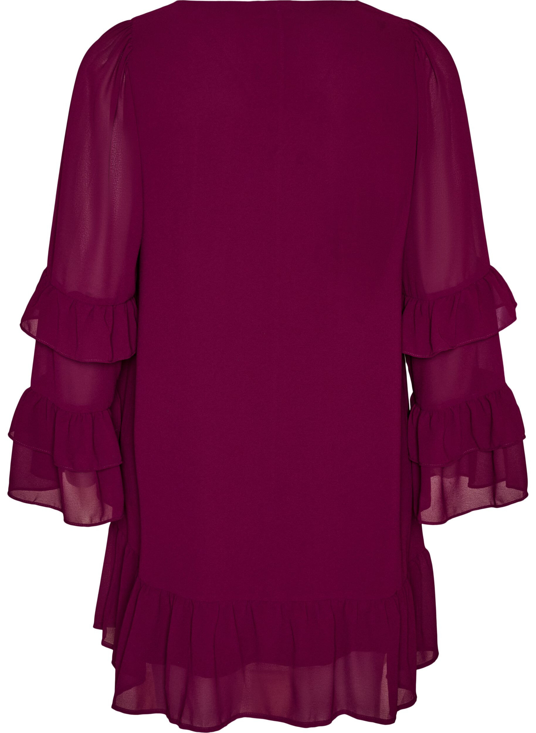 ZizzifashionShort dress with sheer ruffle sleeves, Purple, Packshot image number 1