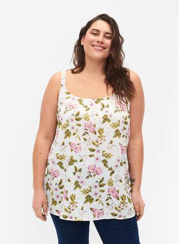 FLASH - Top with print, Off White Flower, Model image number 0