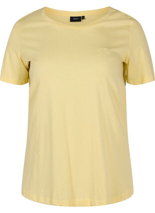Short-sleeved cotton t-shirt with a print, Pale Banana Shine, Packshot image number 0
