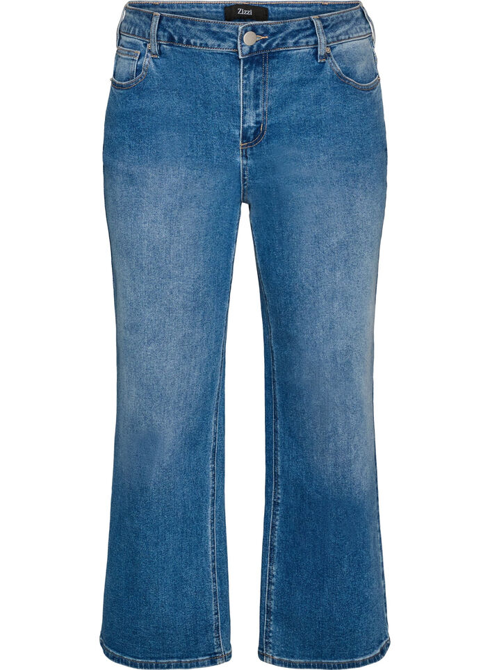 Straight jeans with a lightly distressed look, Light Blue, Packshot image number 0