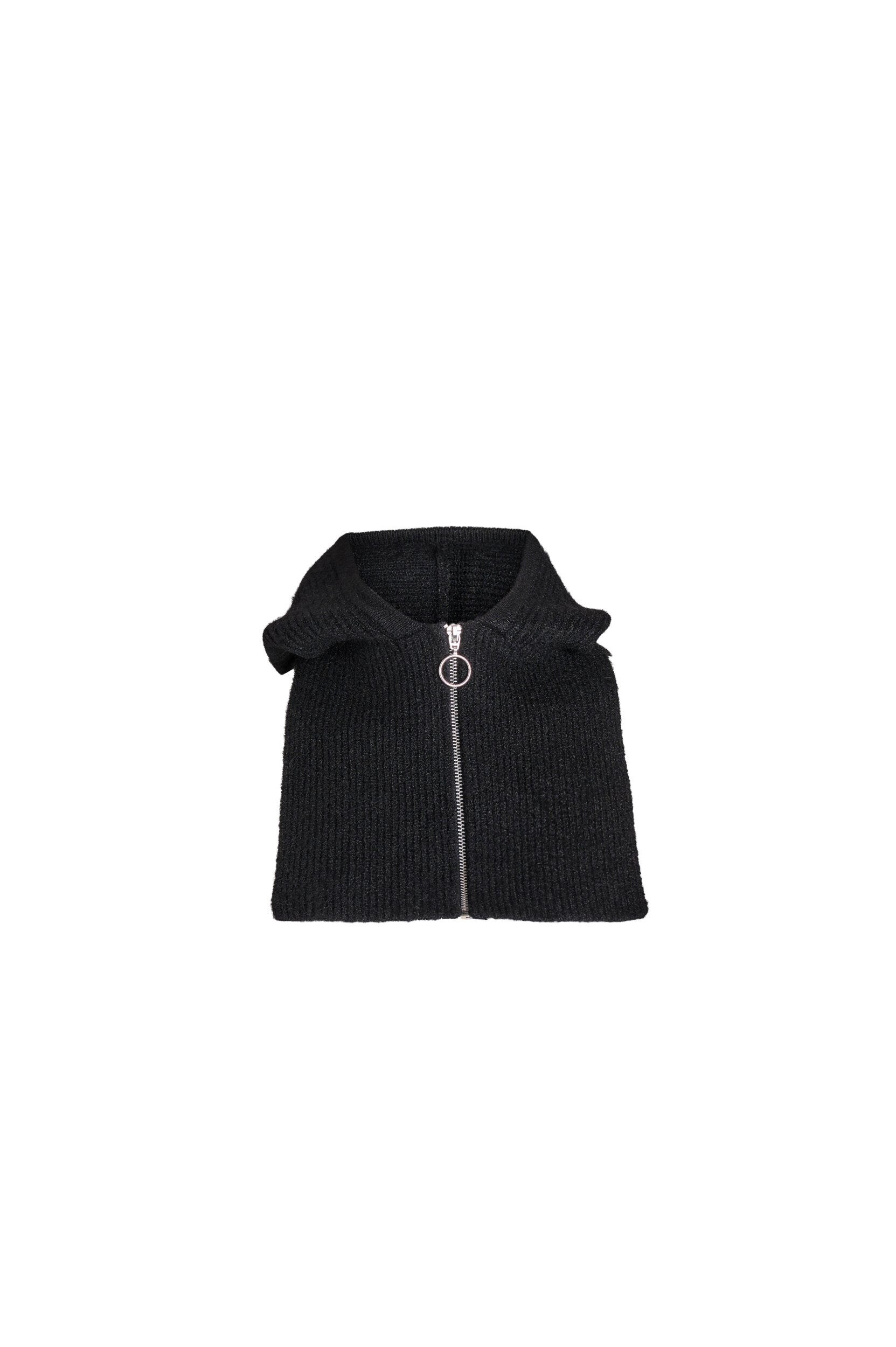 Zizzifashion Rib-knitted balaclava with zipper, Black, Packshot image number 3