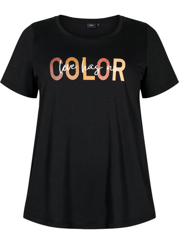 T-shirt in cotton with print, Black COLOR, Packshot image number 0