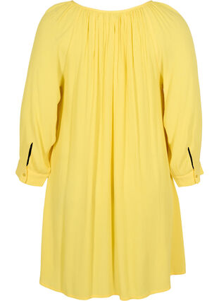 Viscose tunic with 3/4 sleeves, Primrose Yellow, Packshot image number 1