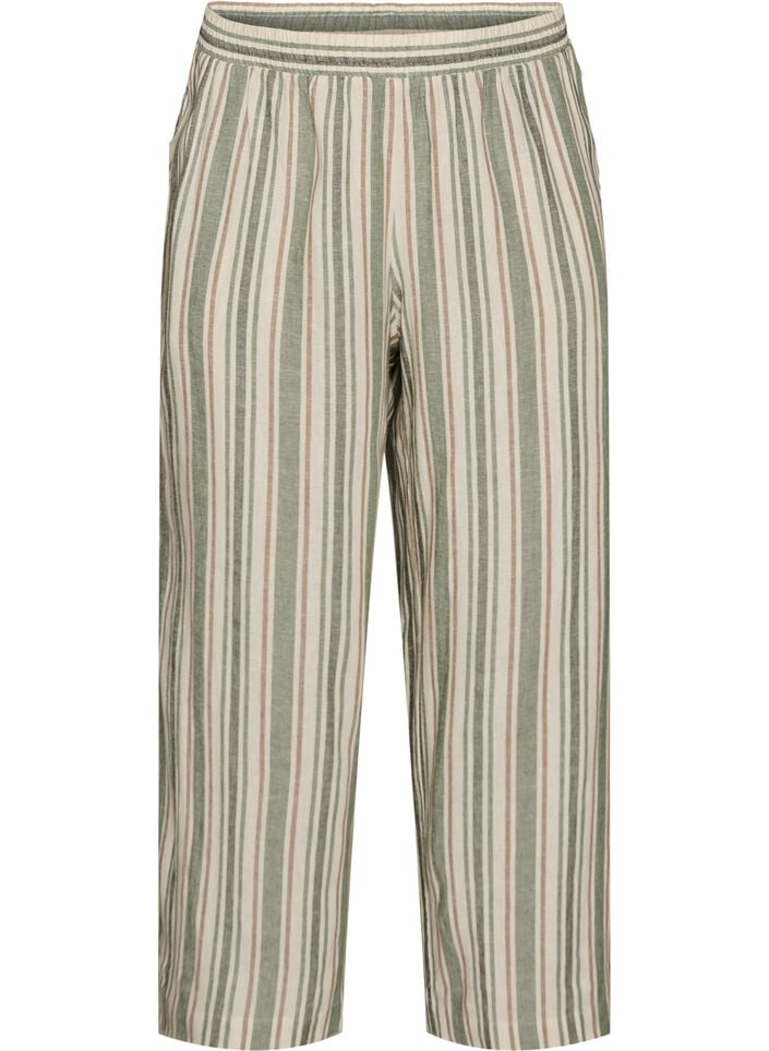Wide-leg linen and viscose trousers, Vanilla, Packshot image number 0