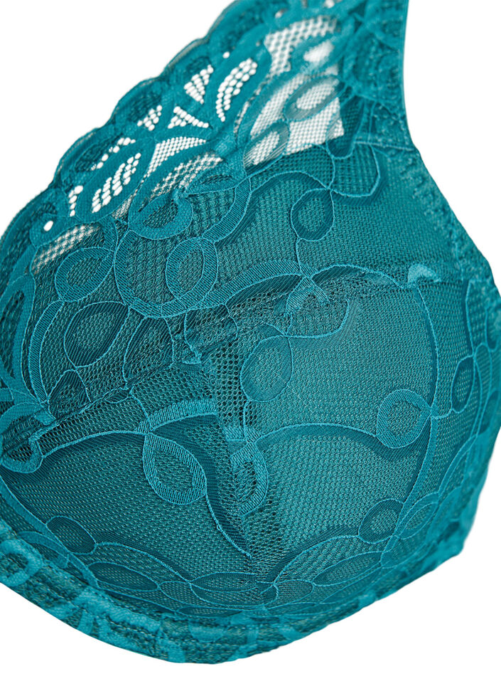Padded underwired lace bra, Green, Packshot image number 2