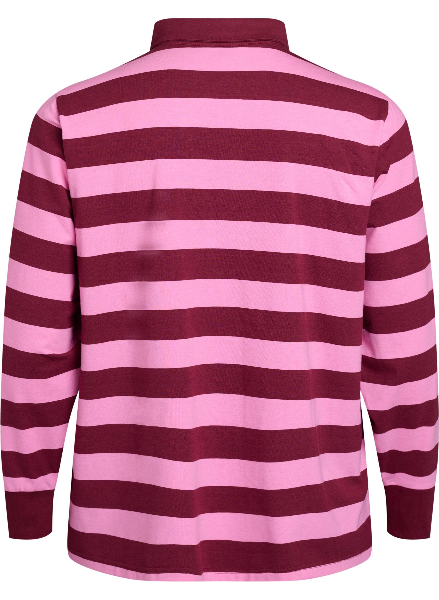 Zizzifashion Long-sleeved polo shirt with stripes, Dark Bordeaux, Packshot image number 1