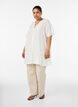 Loose tunic with crinkled texture and ruffle hem, Vanilla, Model image number 1