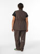 Sporty trousers with a high waist and straight legs, Brown, Model image number 0