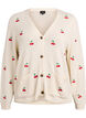 Knitted cardigan with cherry embroidery, Vanilla, Packshot image number 0
