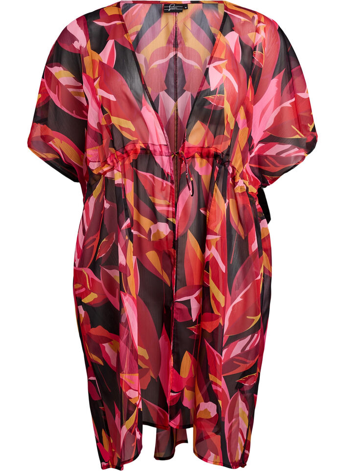 Beach kimono with print, Red, Packshot image number 0