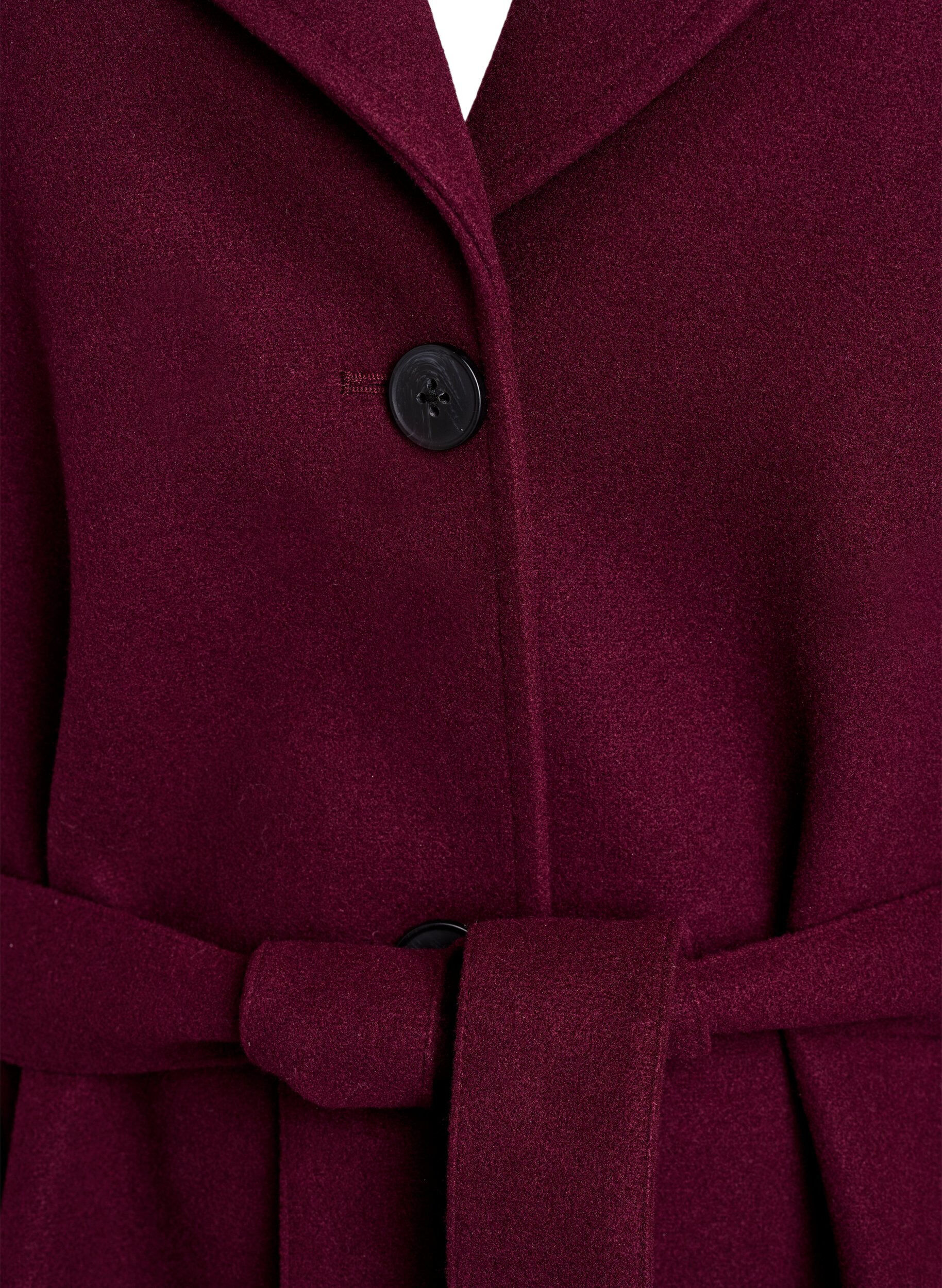 Zizzifashion Short coat with a belt, Dark Bordeaux, Packshot image number 2