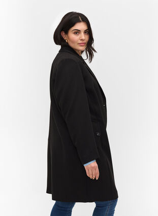 Classic coat with button fastening, Black, Model image number 1