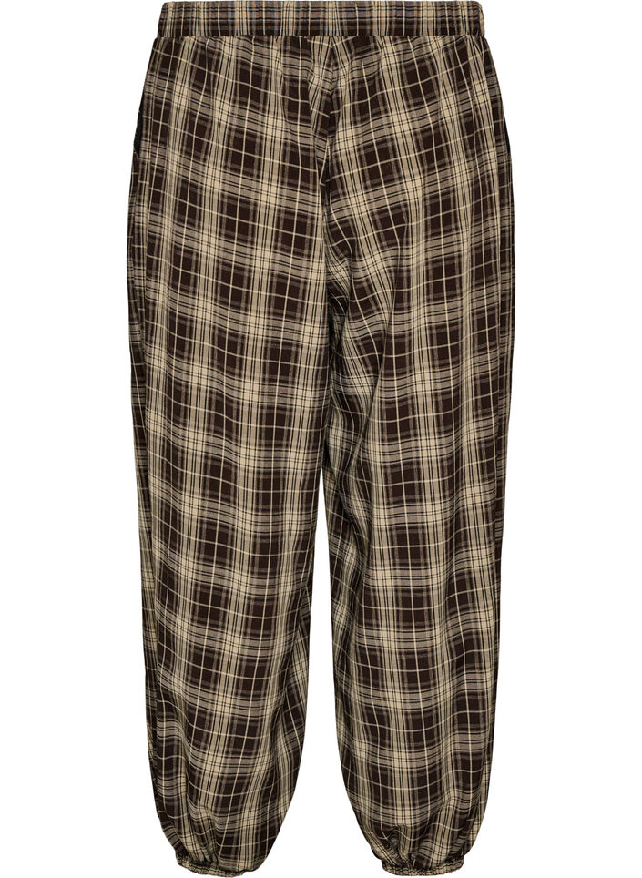 Checked balloon trousers with a high waist, Green, Packshot image number 1