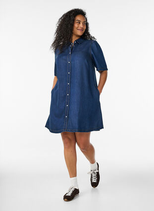 lyocell denim shirt dress Lyocell Denim Dress, MIDDLE BLUE / EU / 36
