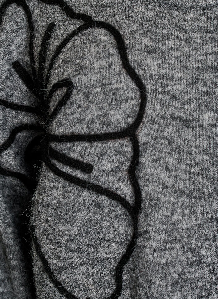 Jumper with flower appliqu&eacute;, Grey, Packshot image number 2