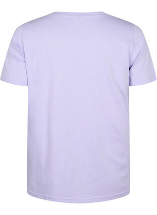 Cotton t-shirt with round neck and print, Lavender FACE, Packshot image number 1