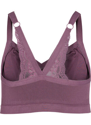 Soft bra with lace back, Black Plum, Packshot image number 1