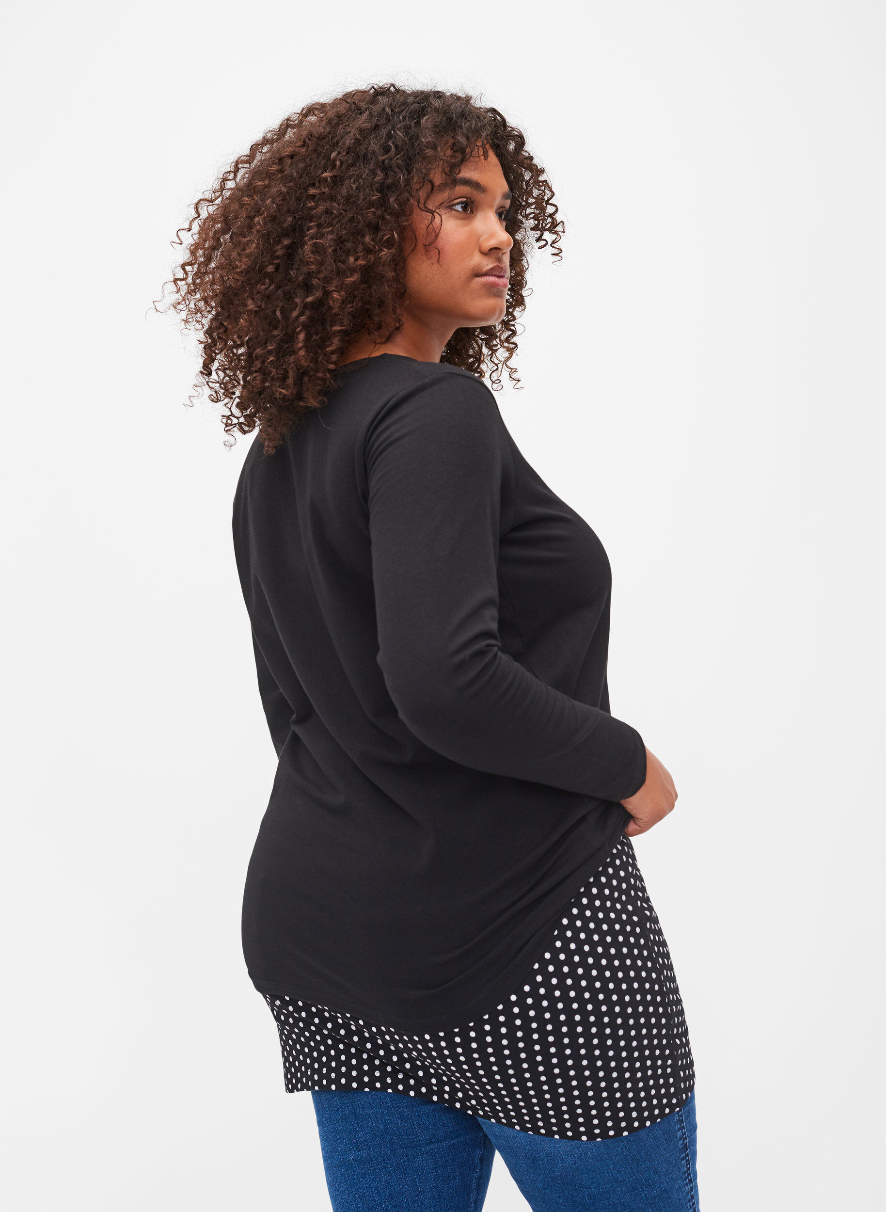 Zizzifashion 2-pack top extender, Black/Black Dot, Model image number 1