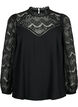 Long sleeve blouse with lace, Black, Packshot image number 0