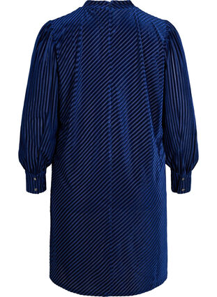 Textured dress in velour, Evening Blue, Packshot image number 1